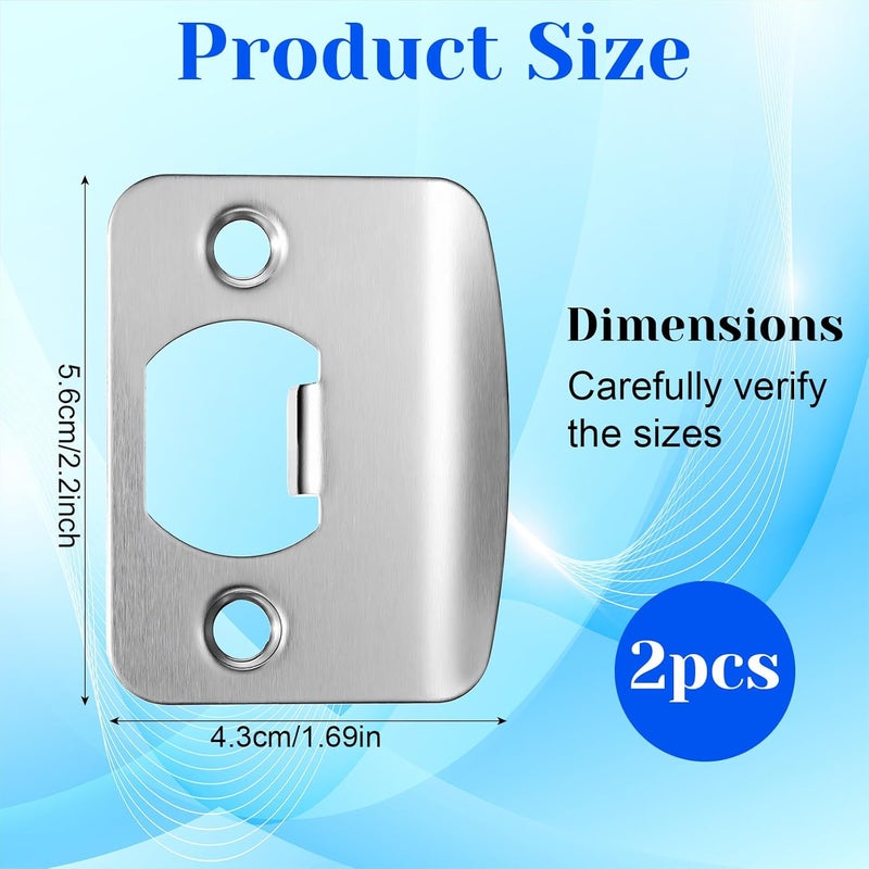 HaiFafafaing 2 Pack Door Strike Plate Deadbolt Strike Plate 2-1/4 Inch X 1-7/16 Inch Door Backplate Round Corner Strikes Plates for Interior Doors Home Office - Image 2